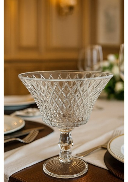 Ayaklı Cam Kase - Şeffaf Dekoratif Sunum Kasesi | Büyük Boy Meyve Salata Kasesi - Kristal modelleri