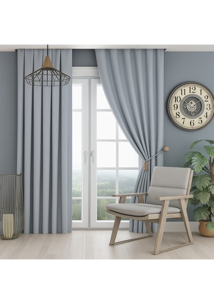 Blackout Açık Gri Fon Perde Işık Geçirmez Pilesiz Güneşlik ( Tek Kanat ) Fon, Perde,