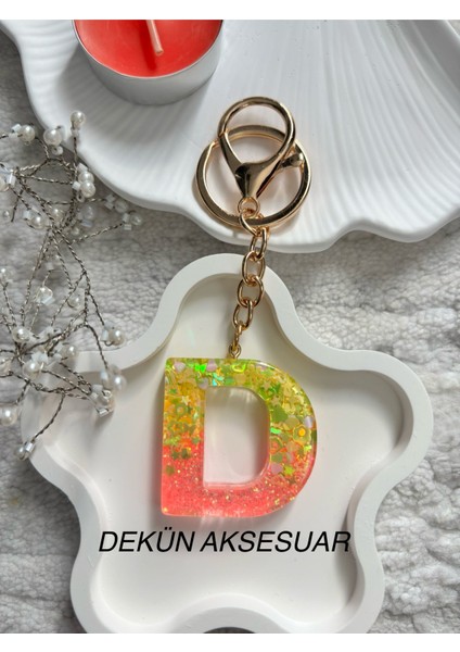 D Harfi Epoksi El Yapımı Anahtarlık