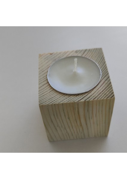10 Adet 3 Lü Set (Toplam 30 Mumluk)Doğal Ahşap Küp Mumluk 6 x 6 cm (Mum Dahil) fırsatları