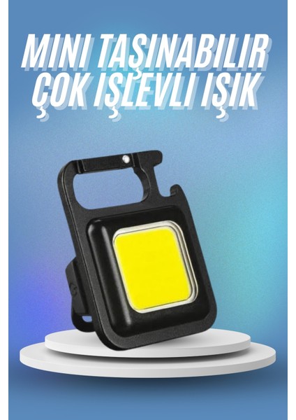 Işıldak USB Şarjlı Cep El Feneri Taşınabilir Mini LED Işık Çok Fonksiyonlu
