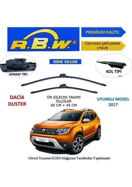 Dacia Duster (2017) Ön Silecek Süpürgesi 600mm + 450mm