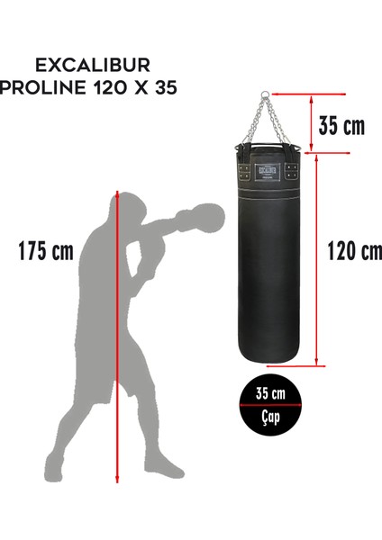 Proline Steel Salon Tipi Profesyonel Çemberli Boks Torbası 120 x 35 Siyah fiyatları