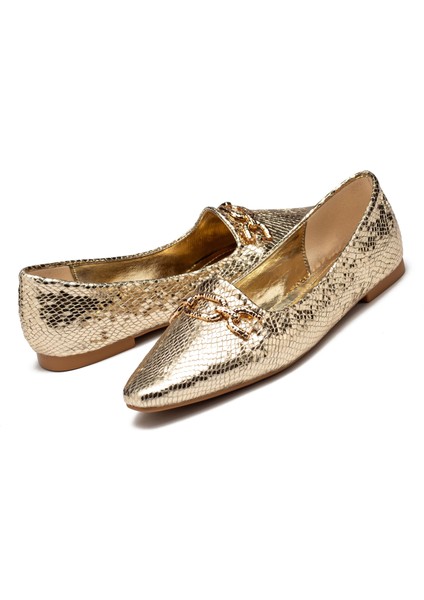 Kadın Parlak Yılan Deri Desenli Babet Ayakkabı 2105 modelleri