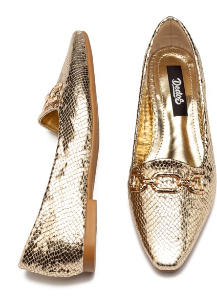 Kadın Parlak Yılan Deri Desenli Babet Ayakkabı 2105 fırsatları