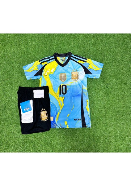 Arjantin 2024/25 Yeni Sezon Lionel Messi Özel Konsept Çocuk Forması 4'lü (Blue-Yellow) fırsatları