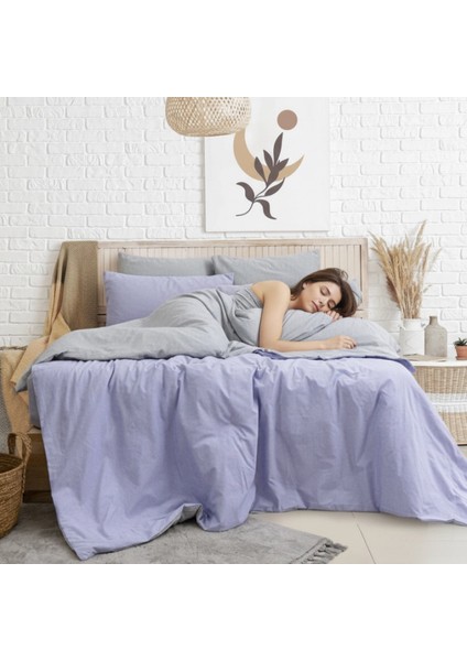 Tek Kişilik %100 Pamuk Ranforce Nevresim Takımı – 160X220 cm Lila Lastiksiz Çarşaflı