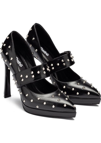 Trok Cırtlı Taşlı Yüksek Platform Topuklu Kadın Abiye Ayakkabı 6020