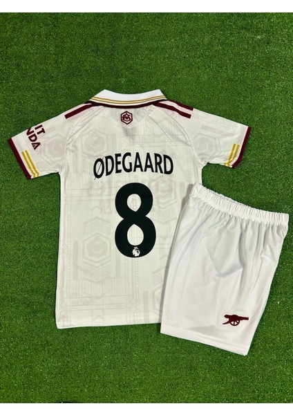 Arsenal 2025/26 Yeni Sezon Martin Ødegaard Deplasman Çocuk Forması (Beyaz)