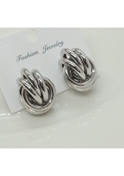 Pirinç Silver Düğüm Küpe