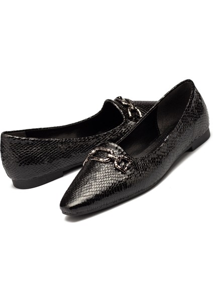 Kadın Parlak Yılan Deri Desenli Babet Ayakkabı 2105 modelleri