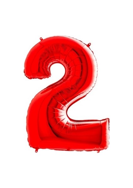 2 Rakamı Kırmızı Folyo Balon 16 Inch 40 cm