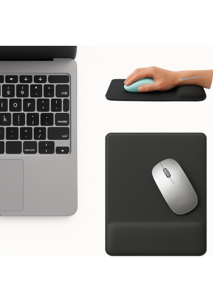 Bilek Destekli Mousepad - Kaymaz Mouse Ped - Fare Pedi - Dikdörtgen Mouse Altlığı - Dikdörtgen Mousepad - Mouseped
