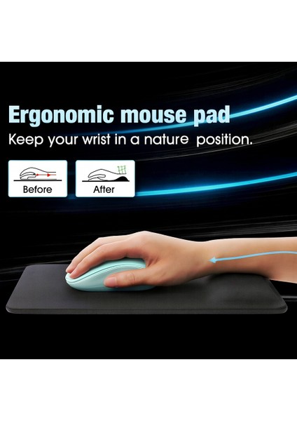 Bilek Destekli Mousepad - Kaymaz Mouse Ped - Fare Pedi - Dikdörtgen Mouse Altlığı - Dikdörtgen Mousepad - Mouseped