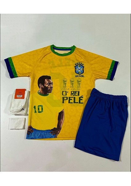 Brezilya Özel Tasarım Efsane Pele Özel Konsept Çocuk Forması 4'lü Set fırsatları