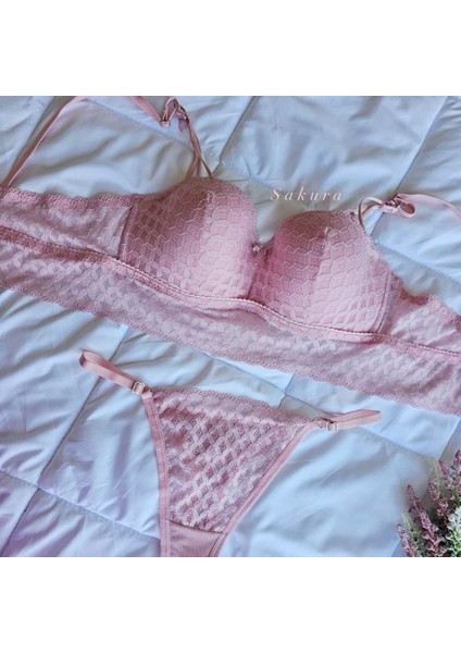 Dolgusuz Pembe Bralet Takımı