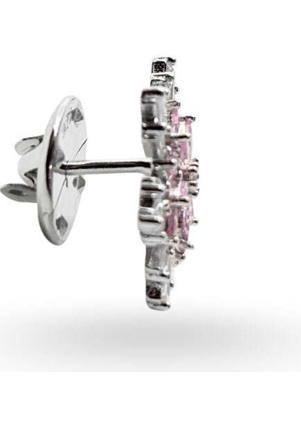 Pembe Baget Taşlı Gümüş Çiçek Kadın Rozet – 1.7x1.7 cm fiyatları