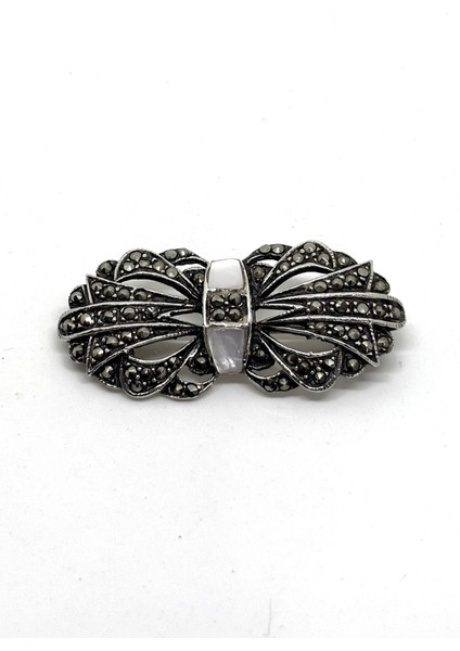 Zarafet Düğümü Gümüş Sedefli Markazit Broş