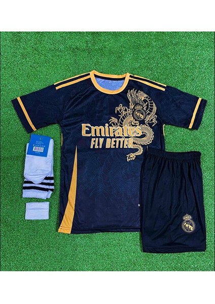 R.e.a.l M.a.d.r.i.d 2024/25 Yeni Sezon Cristiano Ronaldo Konsept Çocuk Forması 4'lü Set (Black-Gold) fırsatları