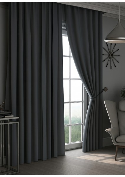 Blackout Antrasit Fon Perde Işık Geçirmez Pilesiz Güneşlik ( Tek Kanat ) Fon, Perde, fiyatları