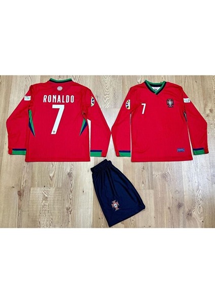Portekiz 2024-25 Sezonu Cristiano Ronaldo Iç Saha Uzun Kol Çocuk Forması modelleri