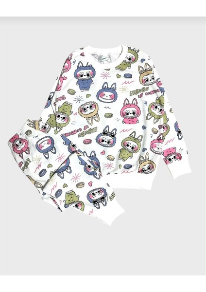 Labubu Desenli Çocuk Pijama Takımı Alt Üst Takımı