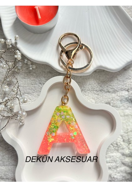 A Harfi Epoksi El Yapımı Anahtarlık