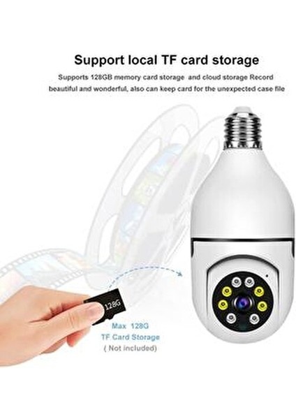 Cmr-6 360° Full HD 1080P Beyaz Kablosuz Ampül IP Kamera Ev Güvenliği İçin