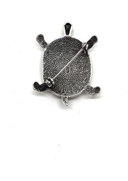 Markazit Çevrili Gümüş Kamplumbağa Broş fiyatları