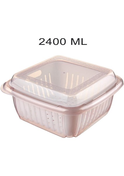 Süzgeçli Kapaklı Sebze Meyve Zeytin Yıkama Saklama Kabı 2.4l modelleri