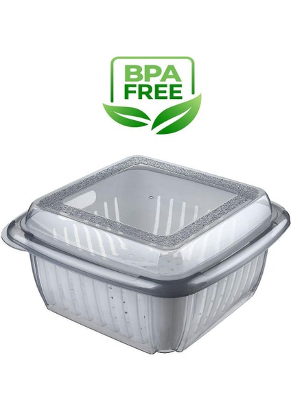 Süzgeçli Kapaklı Sebze Meyve Zeytin Yıkama Saklama Kabı 2.4l indirimleri