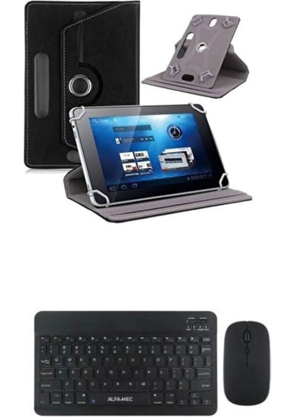 Samsung Galaxy Tab A11+ Plus X310 Kılıf Uyumlu Standlı Kablosuz Bluetooth Klavye Mouse Set
