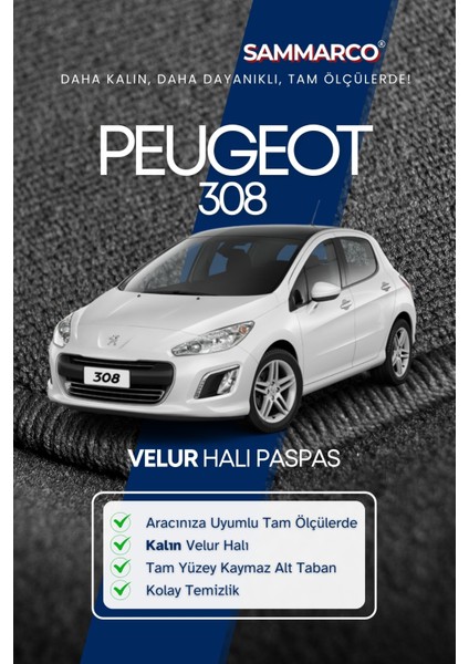 Peugeot 308 2012 Halı Paspas Velur Paspas Kumaş Paspas Oto Paspas fiyatları