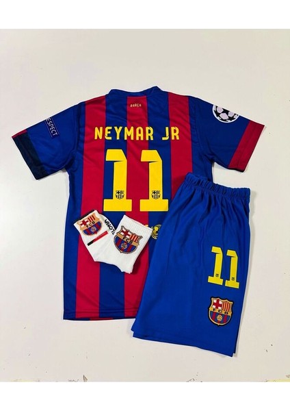 F.c B.a.r.c.e.l.o.n.a 2015 Şampiyonlar Ligi Finali Neymar Jr. Nostalji Çocuk Forması (Armalı Set)
