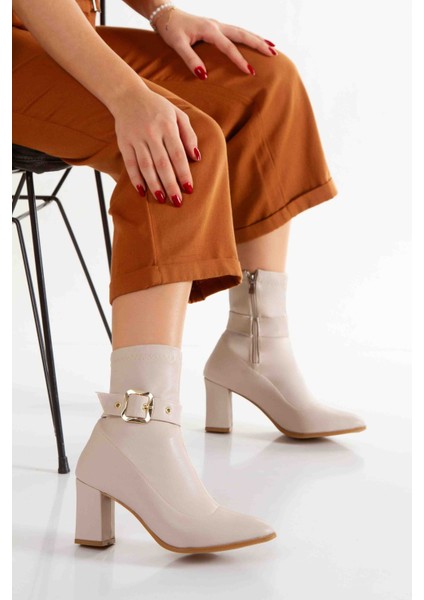 Altın Tokalı Streç Topuklu Kadın Bot