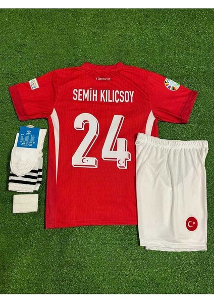 Türkiye Milli Takım Euro 2024 Sem H Kılıçsoy Çocuk Forması 4'lü Set (Kırmızı)