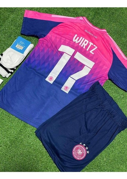 Almanya Euro 2024 Florian Wirtz Deplasman Çocuk Forması 4'lü Set modelleri