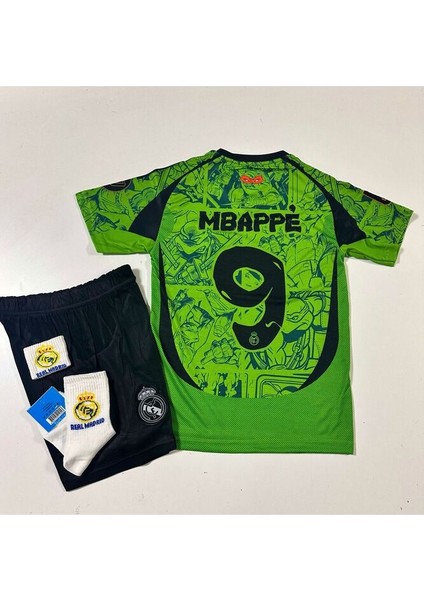 R.madridd Kylian Mbappe Ninja Kaplumbağa Desenli Özel Konsept Çocuk Forması 4'lü Set (Armalı)