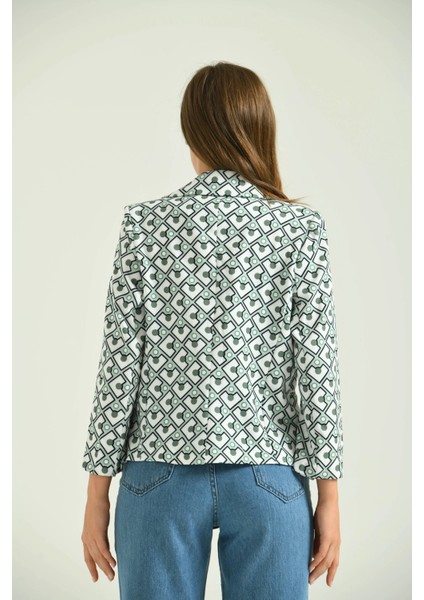 Kadın Blazer Desenli Bel Boy Blazer Ceket Mint - T027 fiyatları