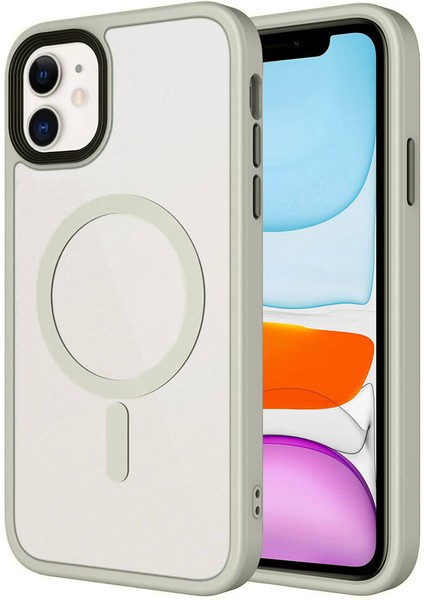 Apple iPhone 11 Kılıf Mat Arka Yüzey Wireless Şarj Özellikli Flet M-Safe Kapak