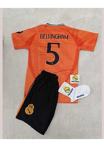 R.madridd 2024-25 Yeni Sezon Jude Bellingham Deplasman Çocuk Forması 4'lü Set (Orange-Armalı)