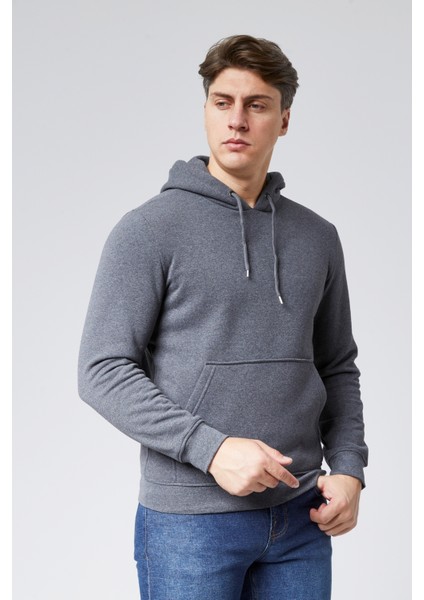 Mooncover Erkek Kapşonlu Kanguru Cepli 3 Iplik Şardonlu Sweatshirt modelleri