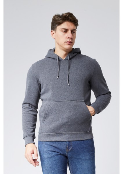 Mooncover Erkek Kapşonlu Kanguru Cepli 3 Iplik Şardonlu Sweatshirt fırsatları