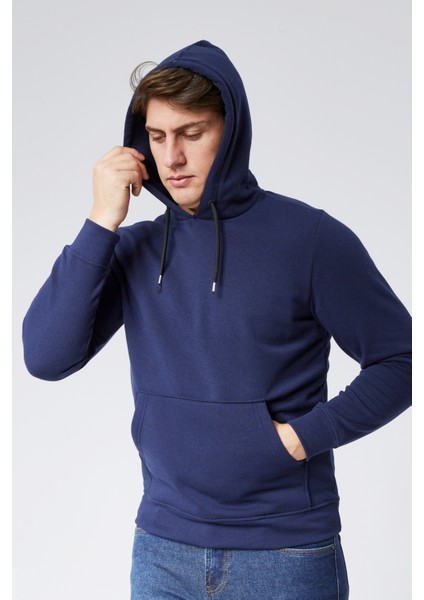 Mooncover Erkek Kapşonlu Kanguru Cepli 3 Iplik Şardonlu Sweatshirt indirimleri
