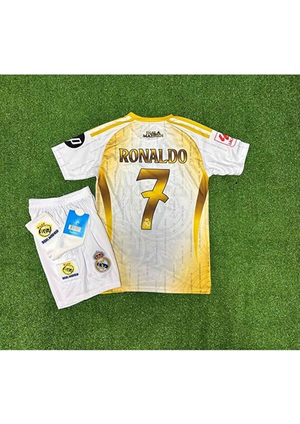 R.madridd 2024-25 Yeni Sezon Ronaldo Çocuk Forması 4'lü (Armalı White-Gold) fiyatları