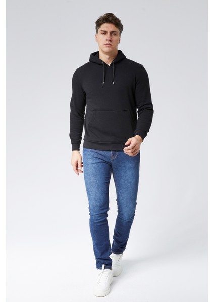 Mooncover Erkek Kapşonlu Kanguru Cepli 3 Iplik Şardonlu Sweatshirt fiyatları