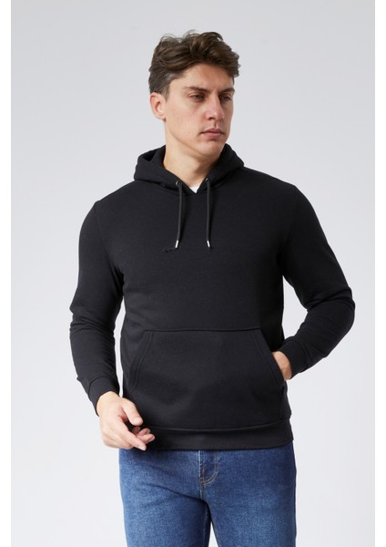 Mooncover Erkek Kapşonlu Kanguru Cepli 3 Iplik Şardonlu Sweatshirt fırsatları