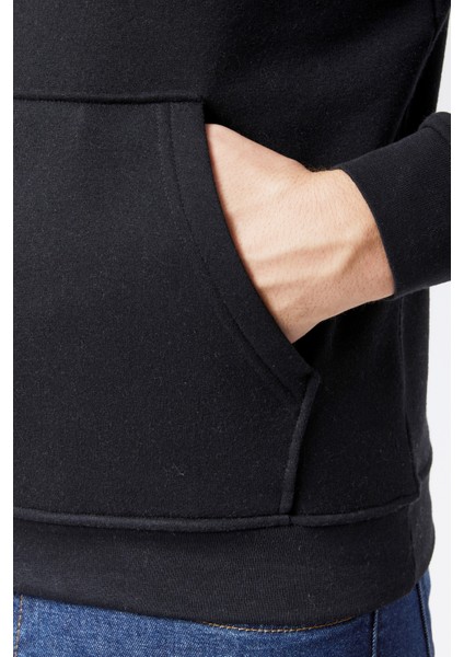 Mooncover Erkek Kapşonlu Kanguru Cepli 3 Iplik Şardonlu Sweatshirt
