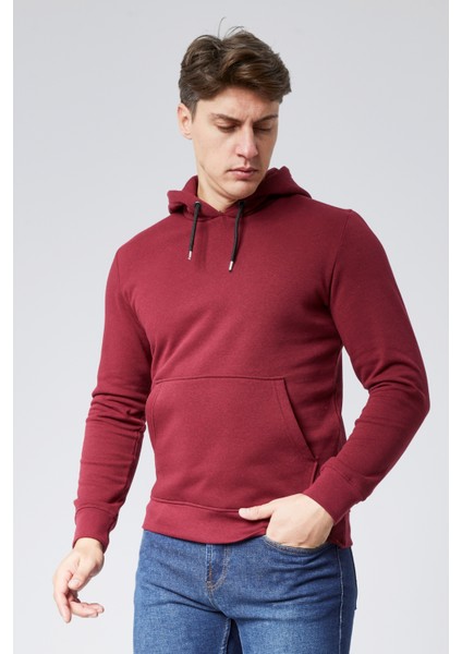 Mooncover Erkek Kapşonlu Kanguru Cepli 3 Iplik Şardonlu Sweatshirt indirimleri