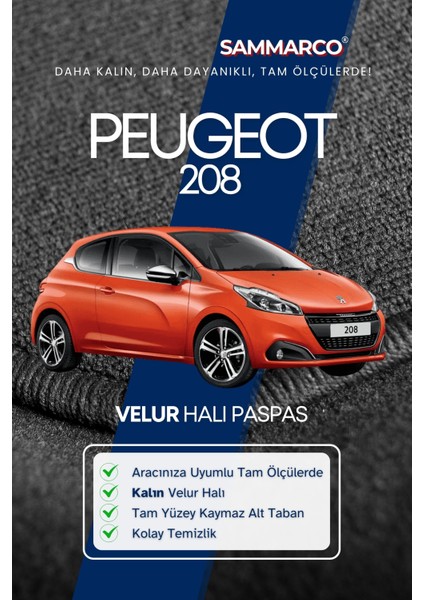 Peugeot 208 2012 Halı Paspas Velur Paspas Kumaş Paspas Oto Paspas fiyatları
